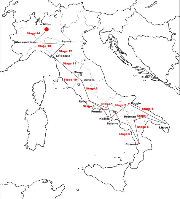 Giro d'Italia 1929 Map