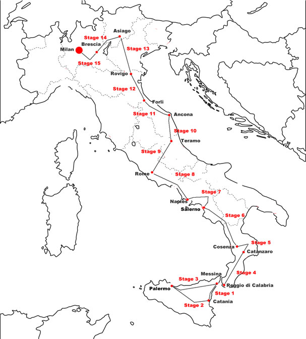 Giro d'Italia 1930 Map