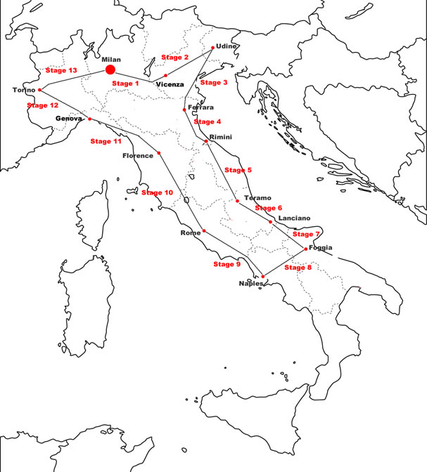 Giro d'Italia 1932 Map