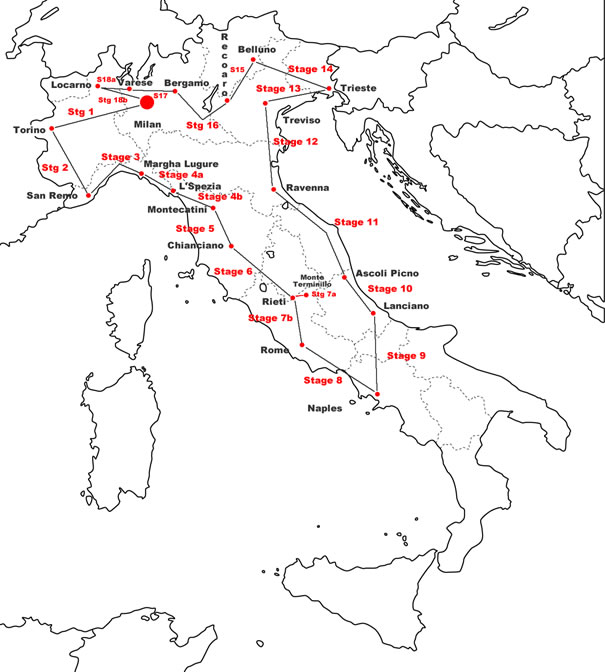Giro d'Italia 1938 Map