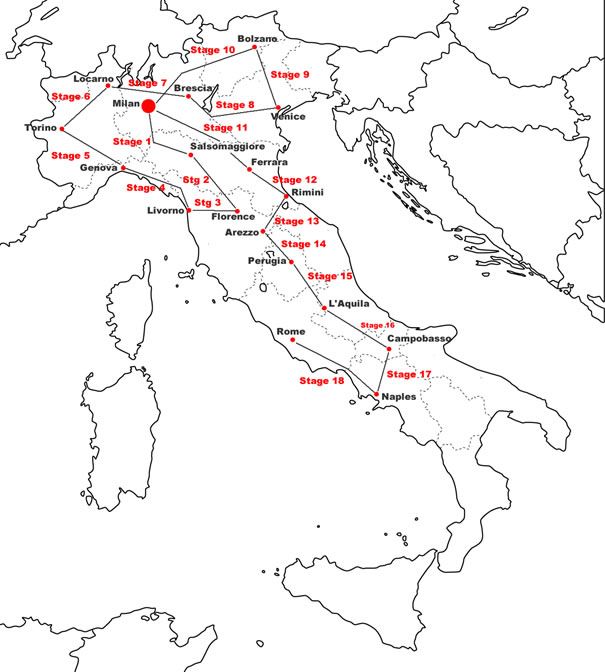 Giro d'Italia 1950 Map