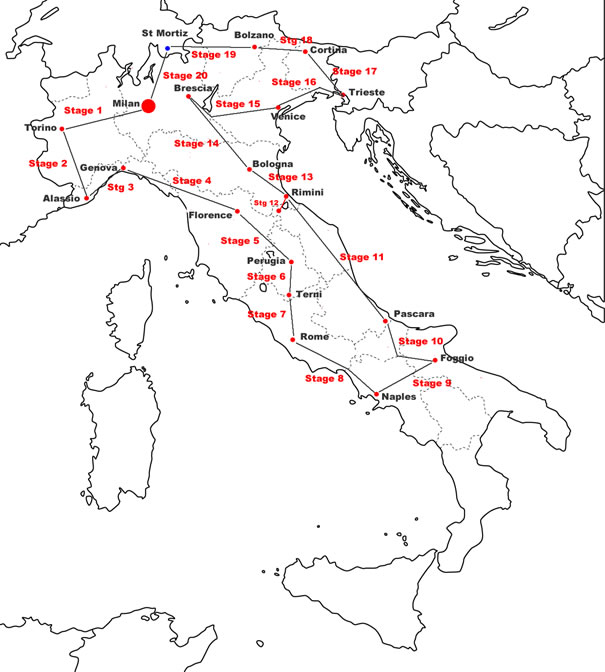 Giro d'Italia 1951 Map