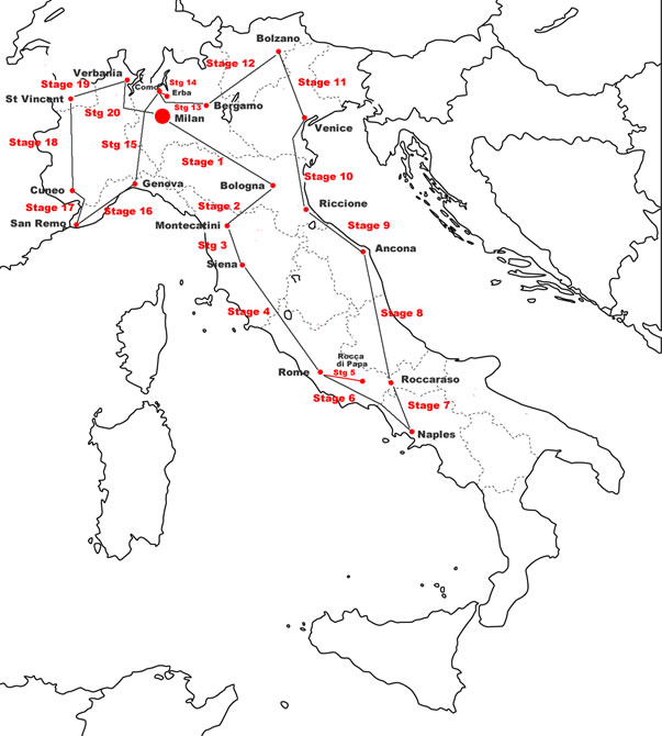 Giro d'Italia 1952 Map