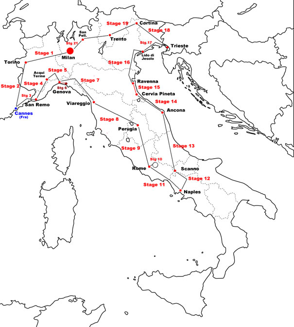 Giro d'Italia 1955 Map