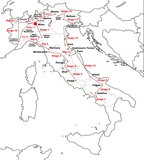Giro d'Italia 1962 Map