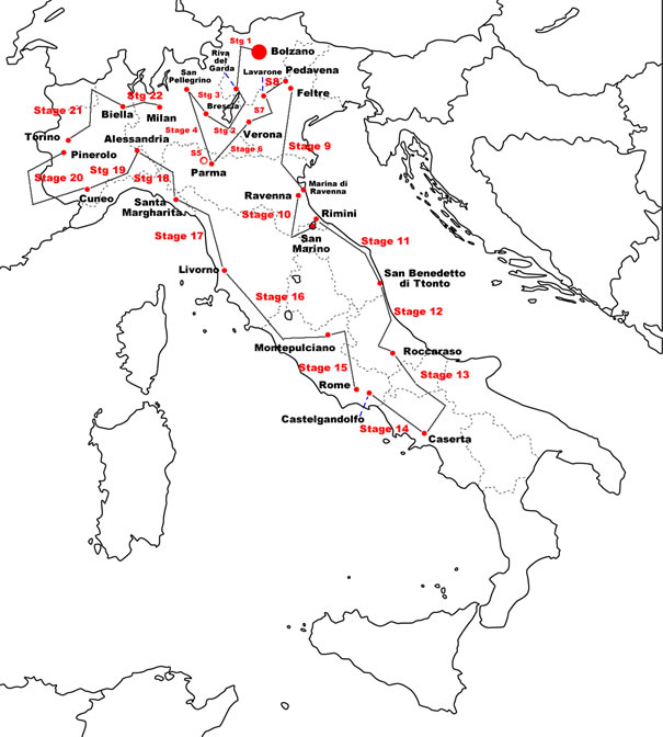 Giro d'Italia 1964 Map