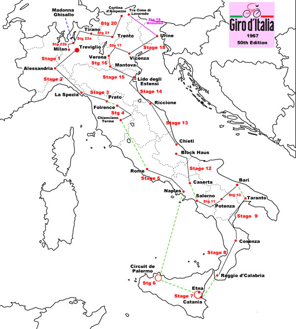 Giro d'Italia 1967 Map