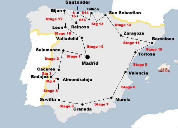 Vuelta a Espana 1945 Map