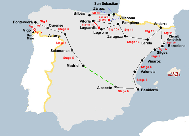 Vuelta a Espana 1967 Map