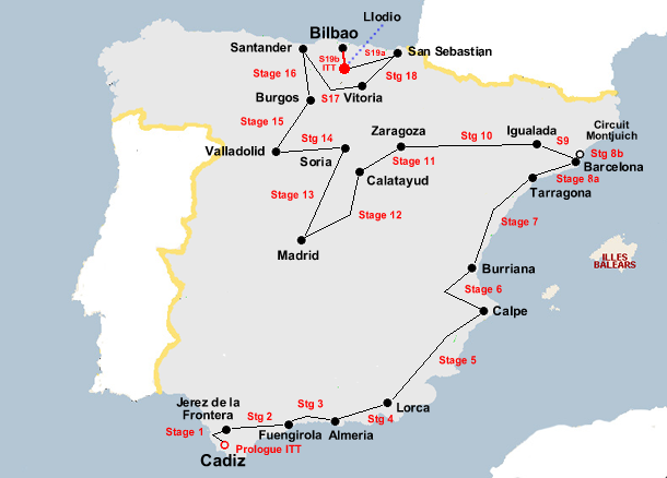 Vuelta a Espana 1970 Map